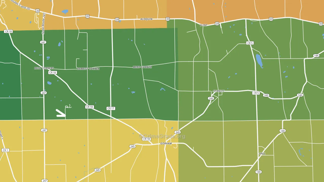 Stanley, NY Map of Drug-Related Crime Rates