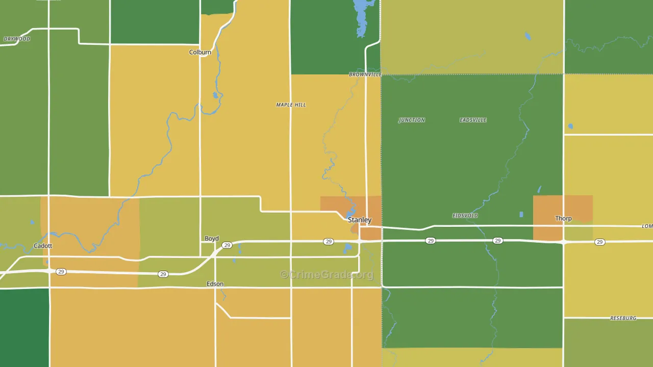 Stanley, WI Map of Drug-Related Crime Rates