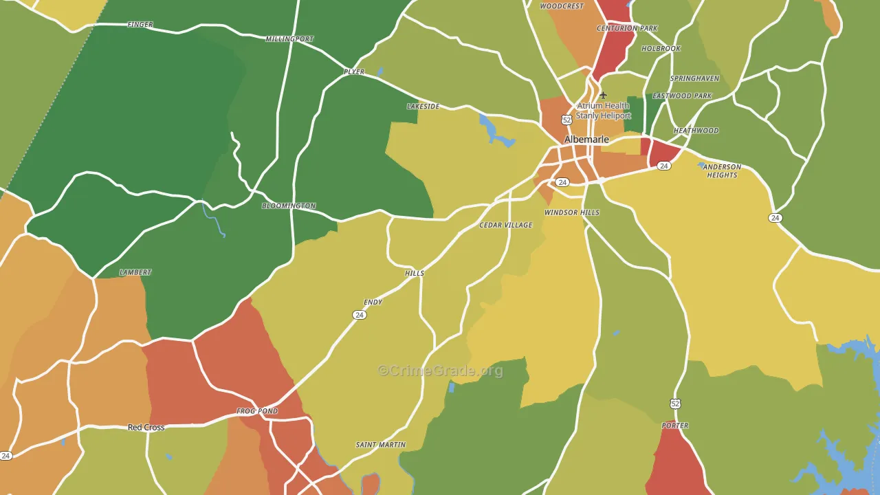 Stanly County, NC Map of Drug-Related Crime Rates