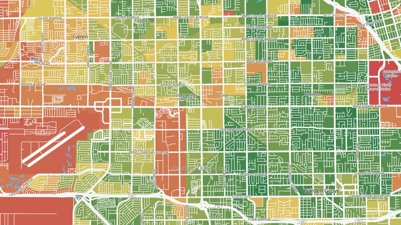 Stanton, CA Map of Drug-Related Crime Rates