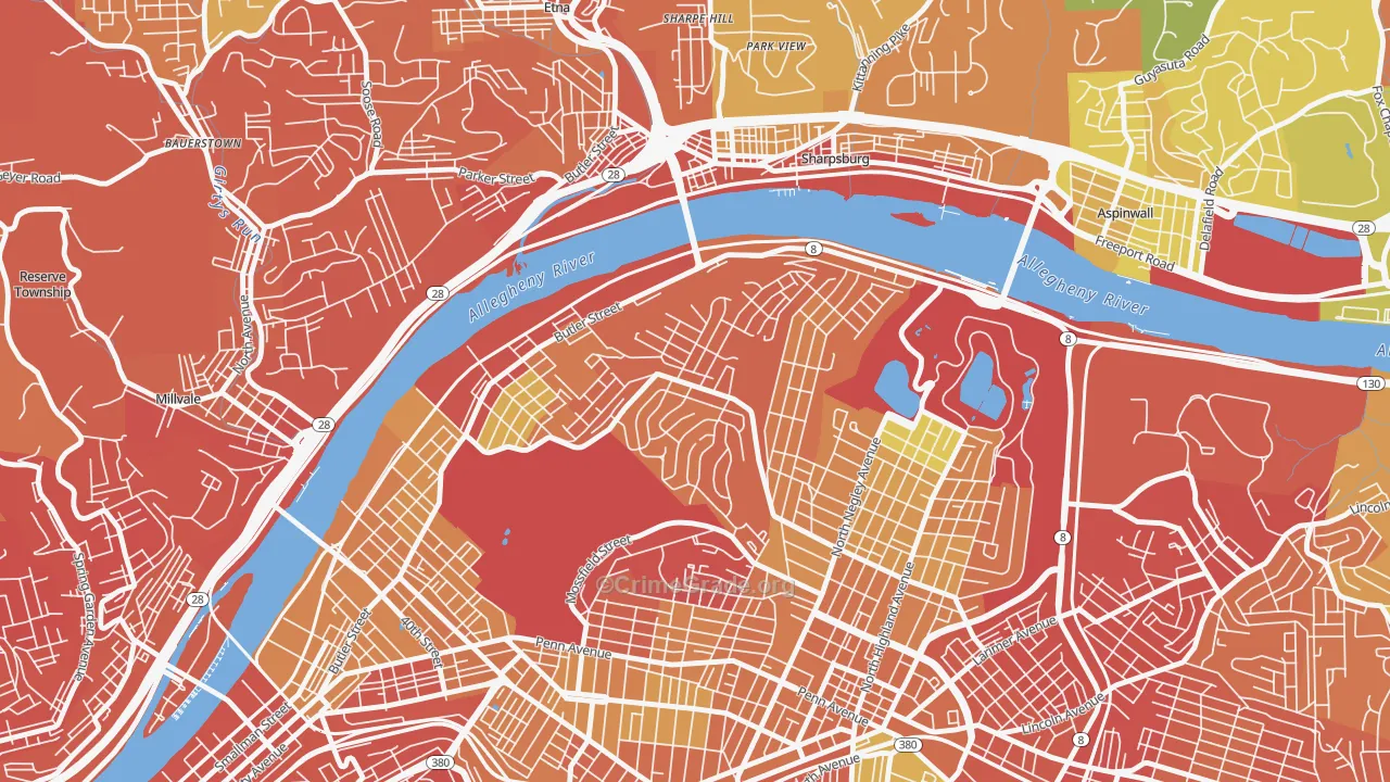 Stanton Heights, Pittsburgh, PA Map of Drug-Related Crime Rates