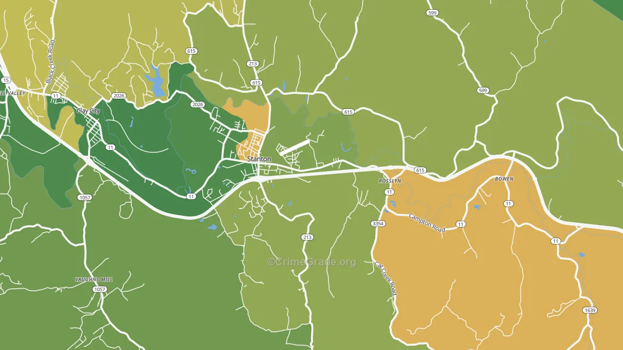Stanton, KY Map of Drug-Related Crime Rates