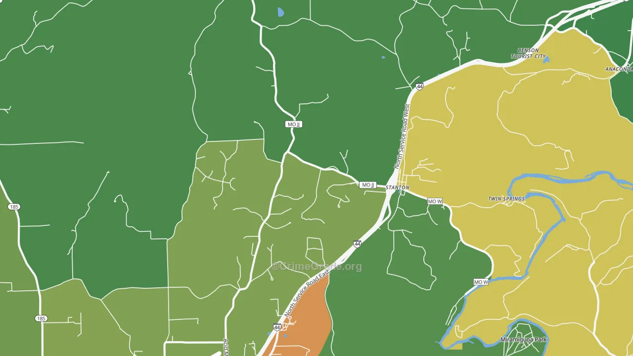 Stanton, MO Map of Drug-Related Crime Rates
