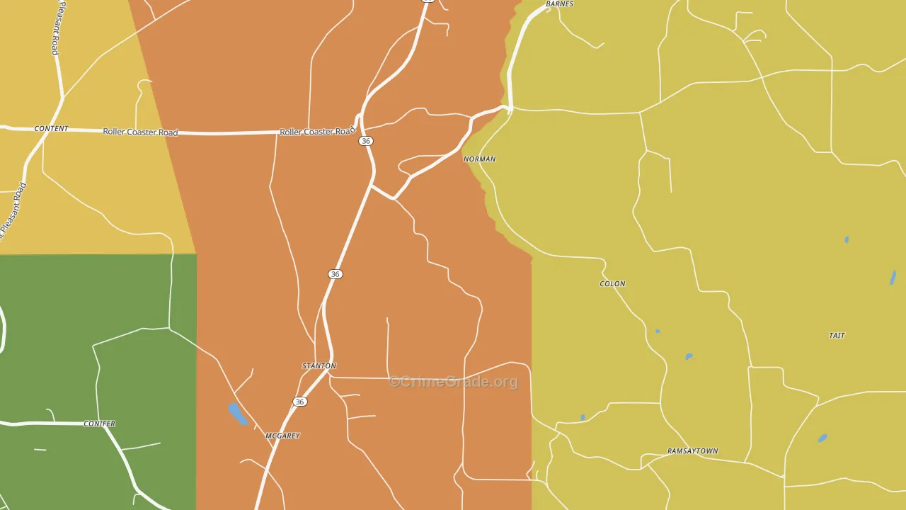 Stanton, PA Map of Drug-Related Crime Rates