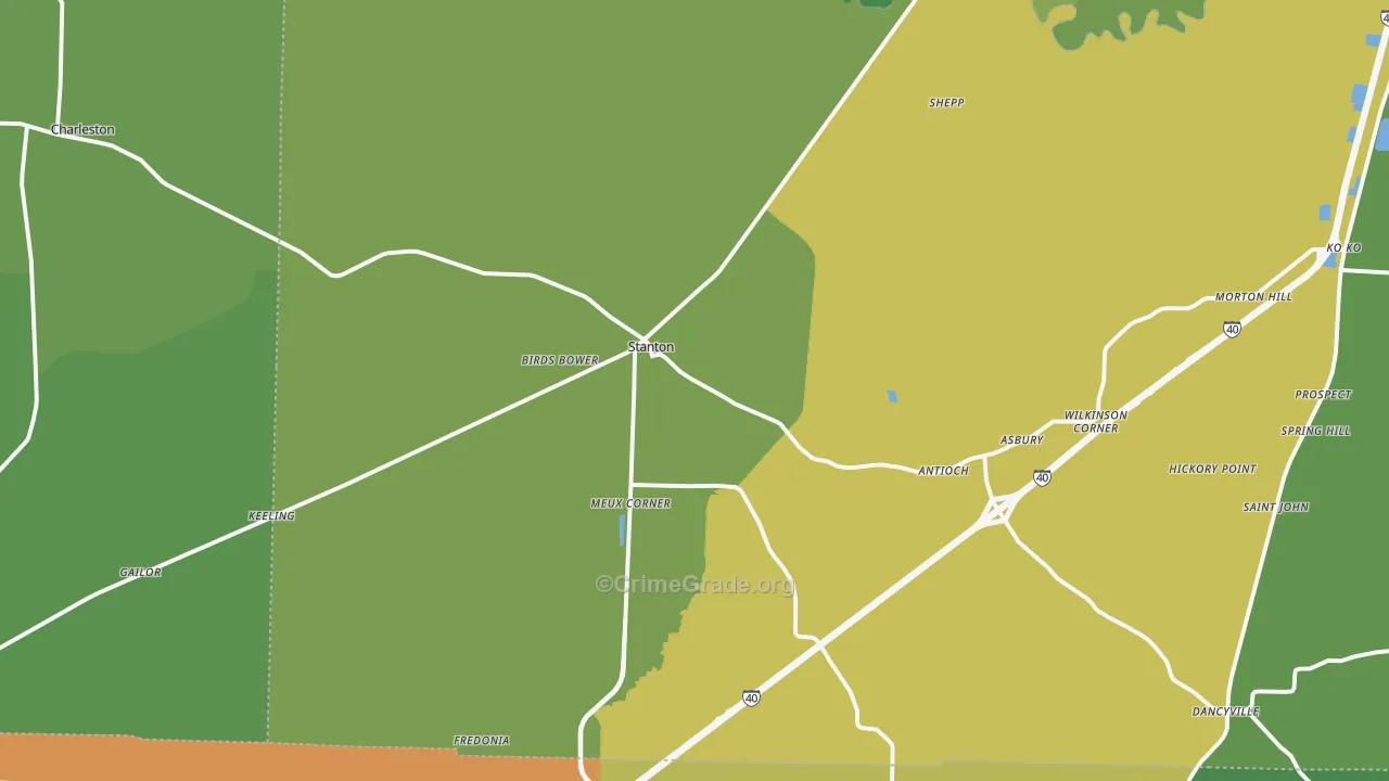 Stanton, TN Map of Drug-Related Crime Rates