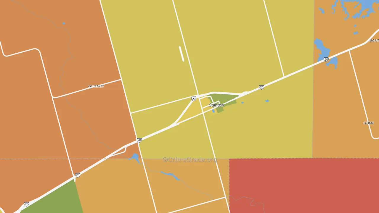 Stanton, TX Map of Drug-Related Crime Rates