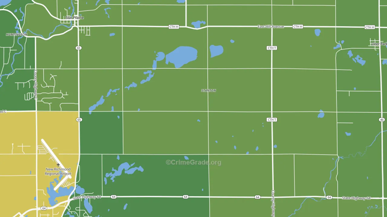 Stanton, WI Map of Drug-Related Crime Rates