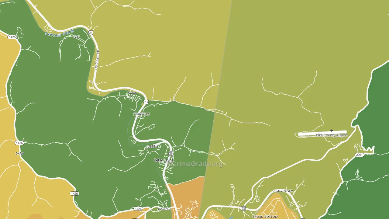 Stanville, KY Map of Drug-Related Crime Rates