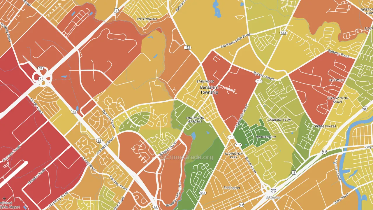 Stanwood, Bensalem, PA Map of Drug-Related Crime Rates