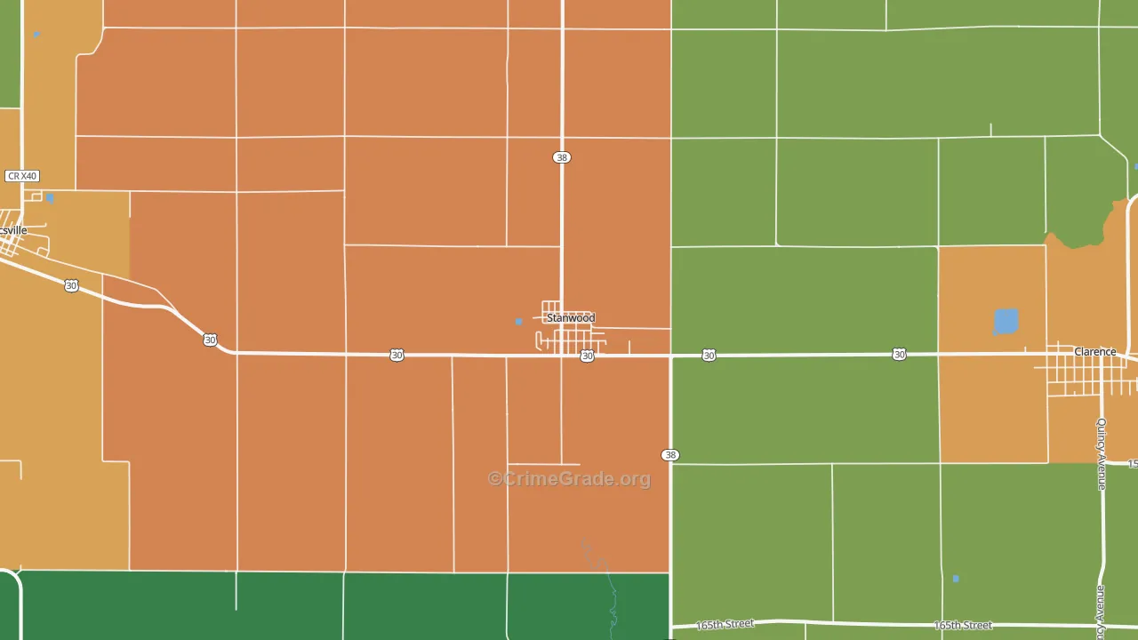 Stanwood, IA Map of Drug-Related Crime Rates