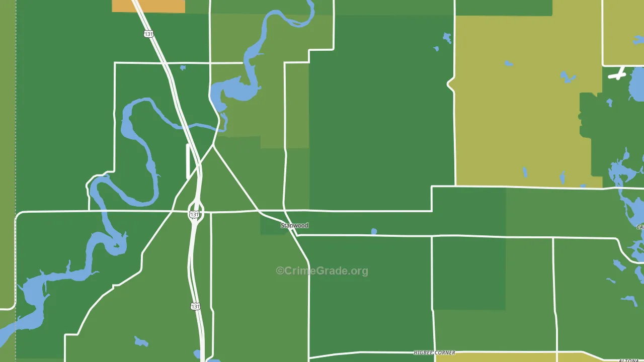 Stanwood, MI Map of Drug-Related Crime Rates