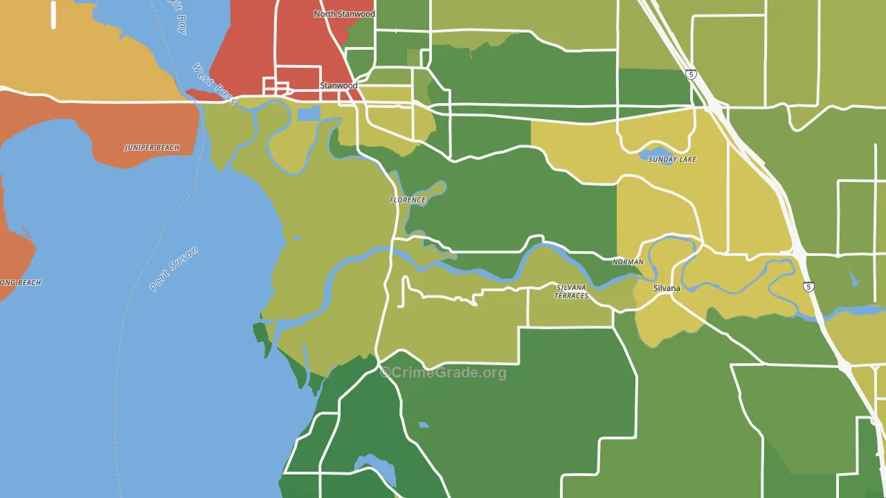 Stanwood, WA Map of Drug-Related Crime Rates