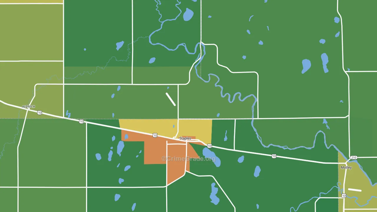 Staples, MN Map of Drug-Related Crime Rates