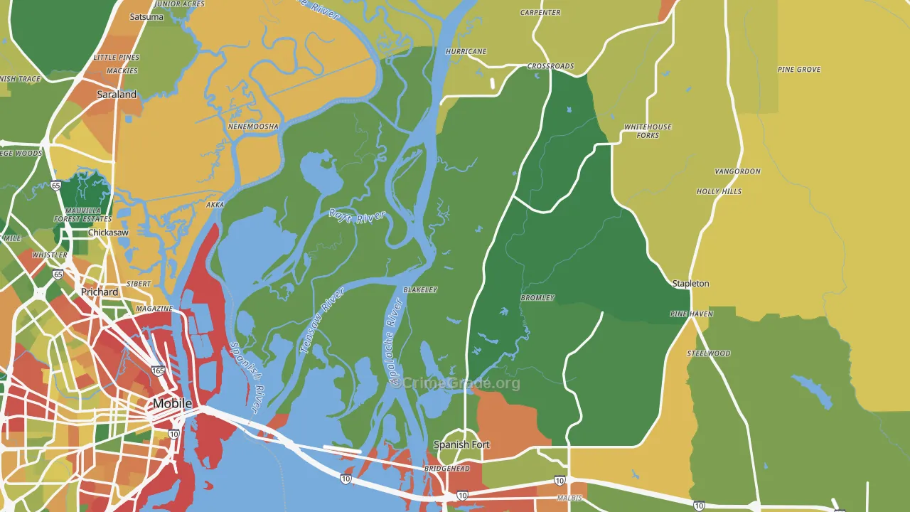 Stapleton, AL Map of Drug-Related Crime Rates