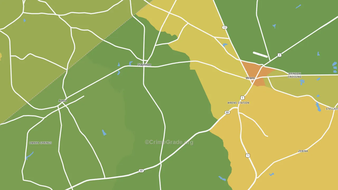 Stapleton, GA Map of Drug-Related Crime Rates