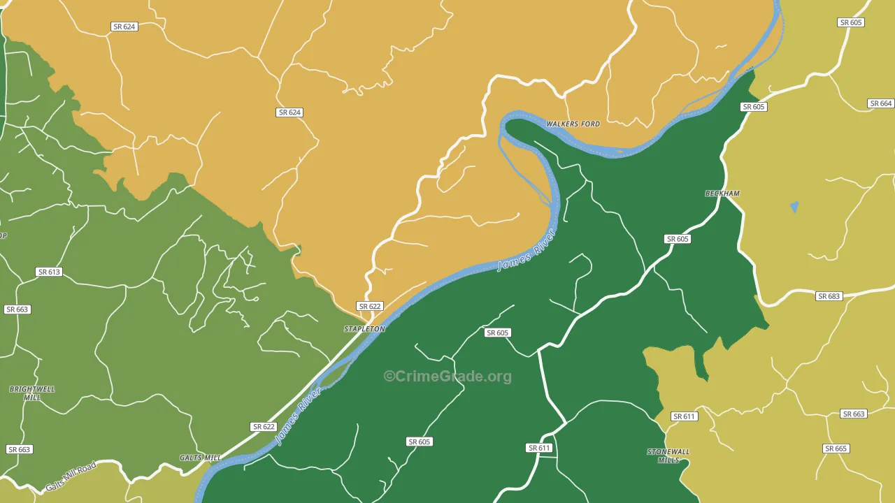 Stapleton, VA Map of Drug-Related Crime Rates