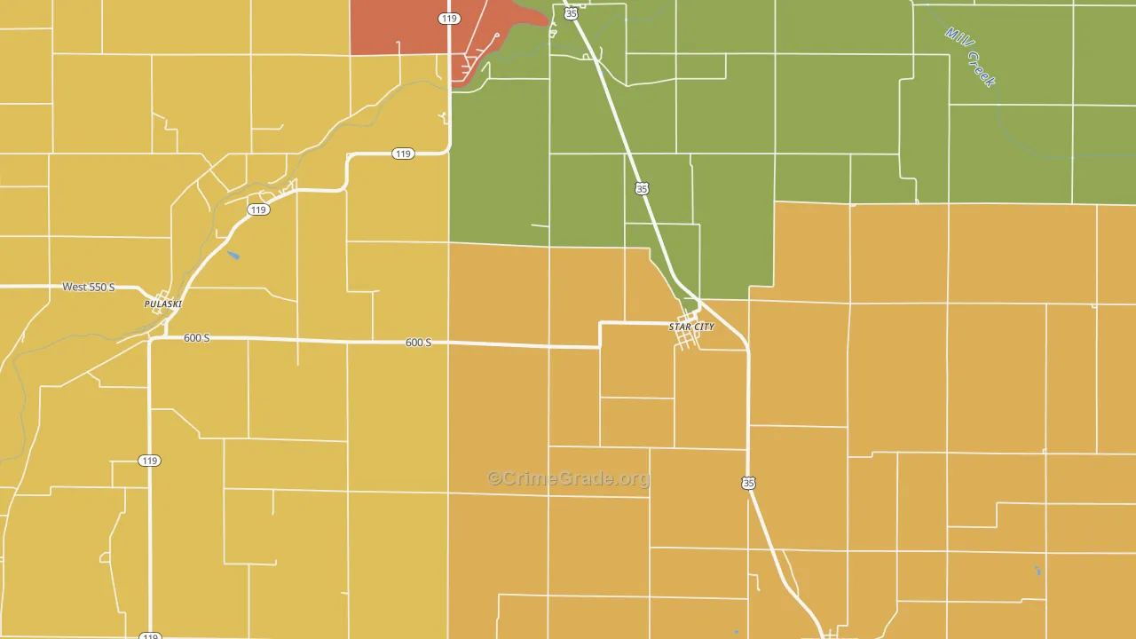 Star City, IN Map of Drug-Related Crime Rates