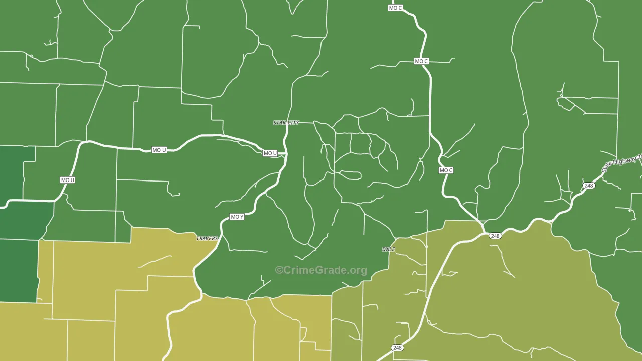 Star City, MO Map of Drug-Related Crime Rates