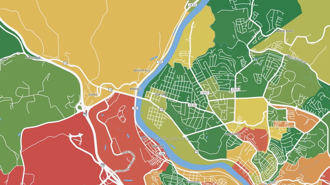 Star City, WV Map of Drug-Related Crime Rates