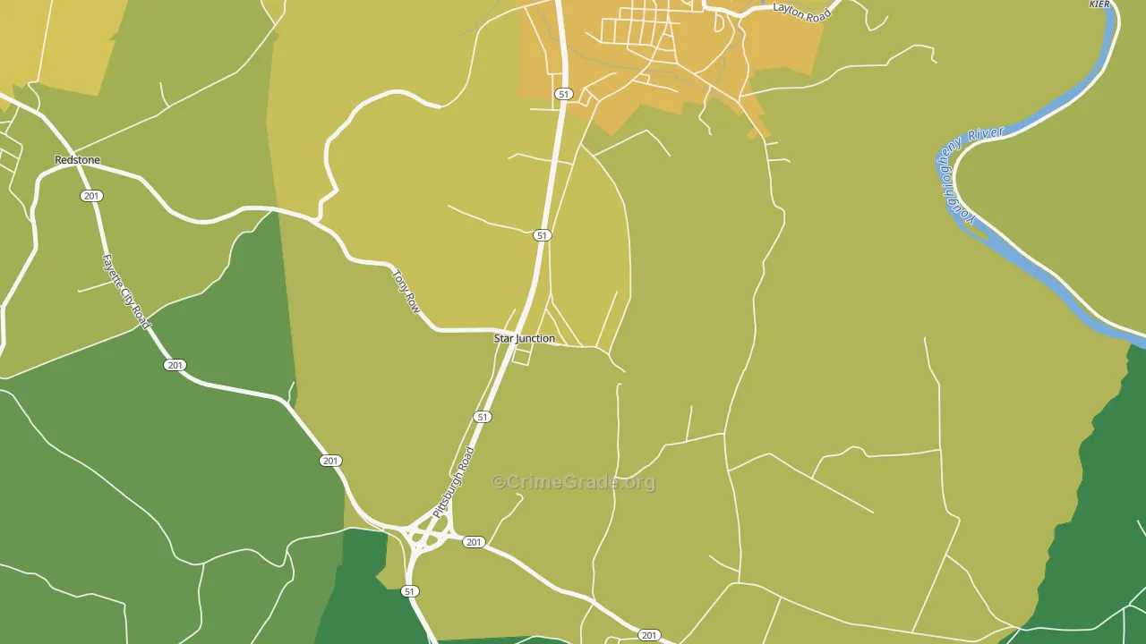 Star Junction, PA Map of Drug-Related Crime Rates
