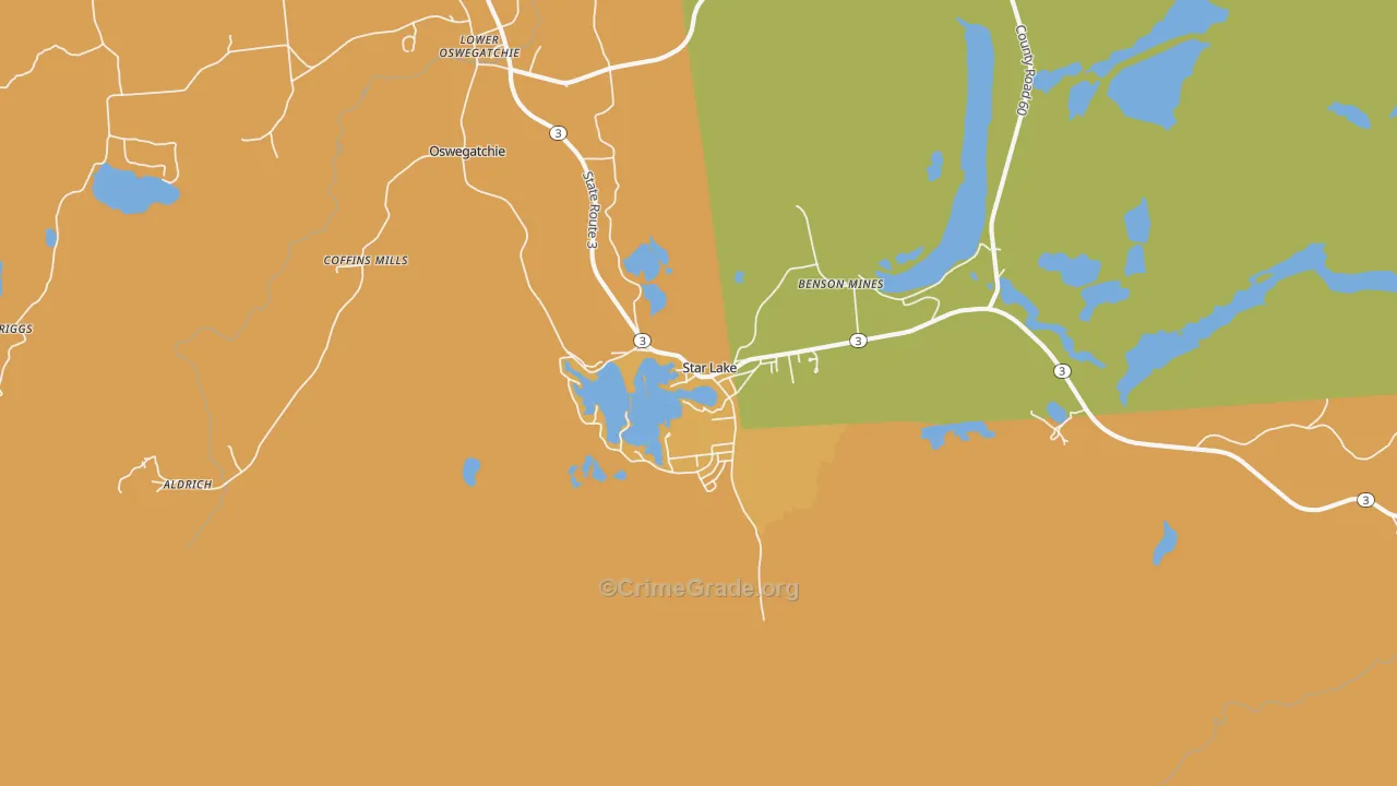 Star Lake, NY Map of Drug-Related Crime Rates