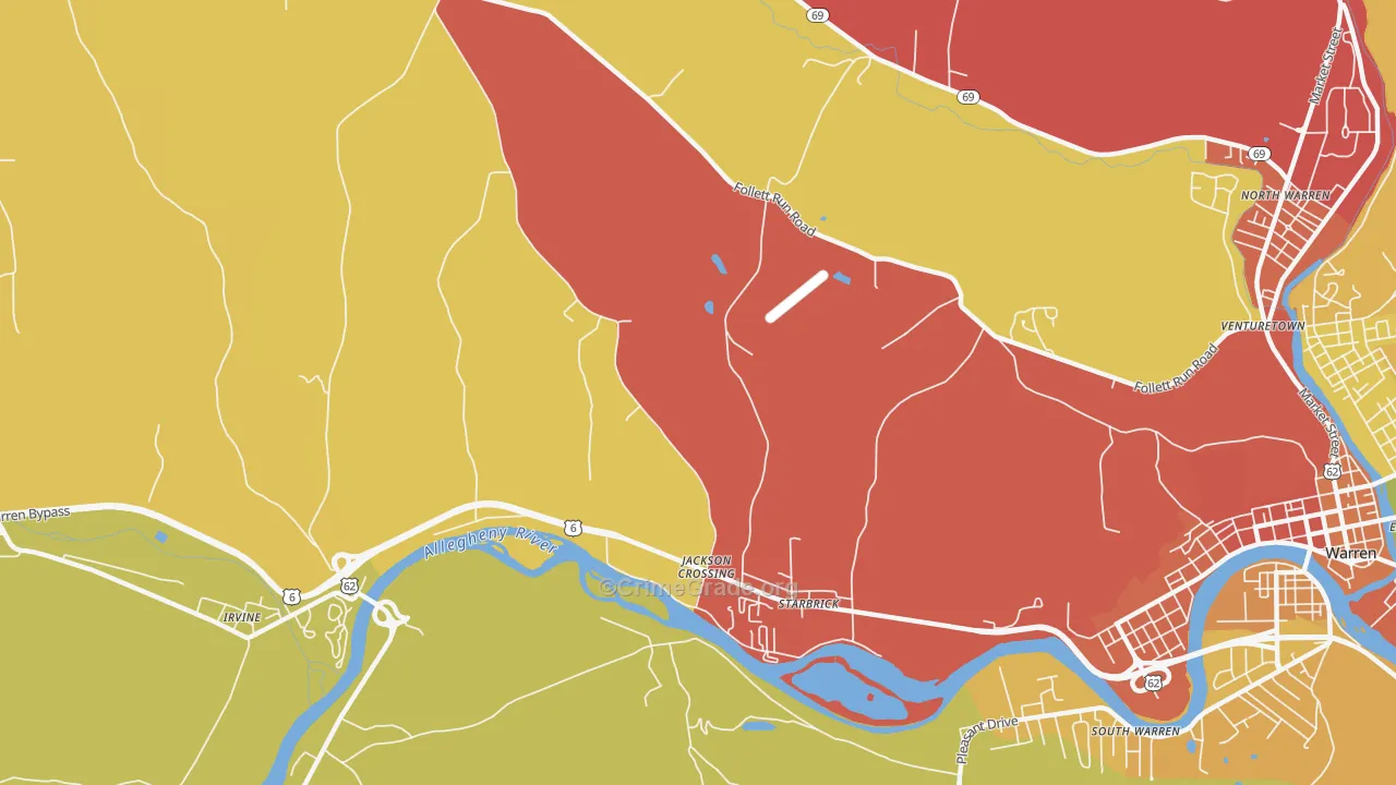 Starbrick, PA Map of Drug-Related Crime Rates