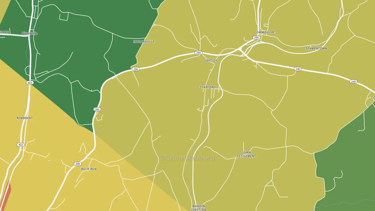 Starford, PA Map of Drug-Related Crime Rates