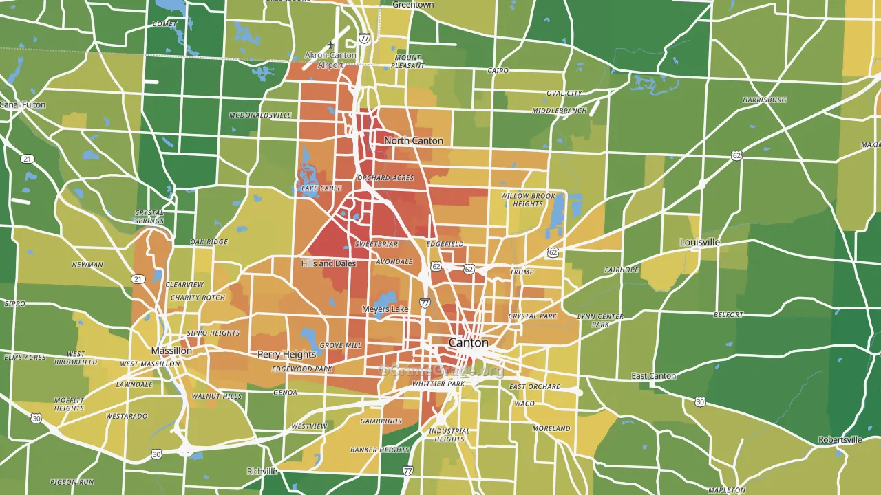 Stark County, OH Map of Drug-Related Crime Rates