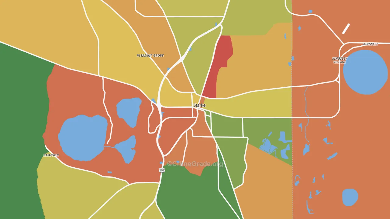 Starke, FL Map of Drug-Related Crime Rates