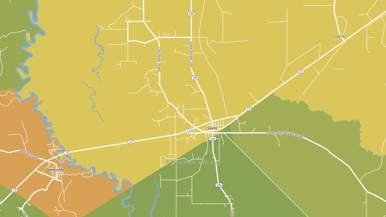 Starks, LA Map of Drug-Related Crime Rates