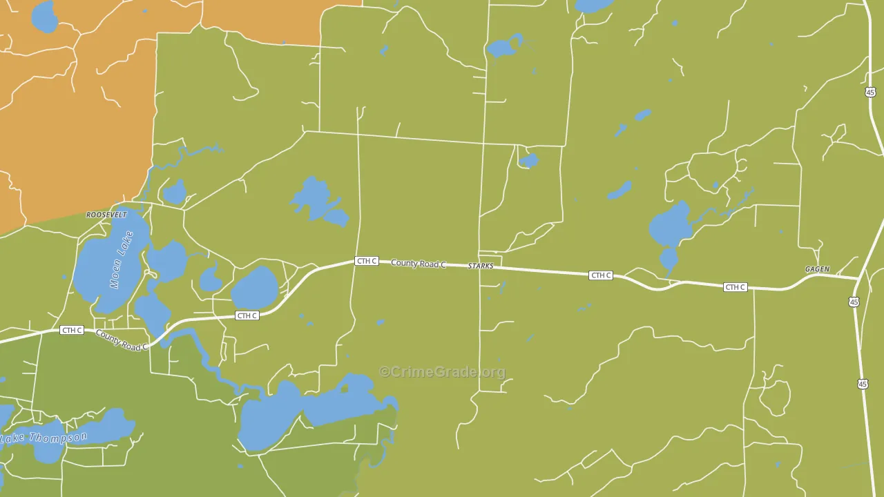 Starks, WI Map of Drug-Related Crime Rates