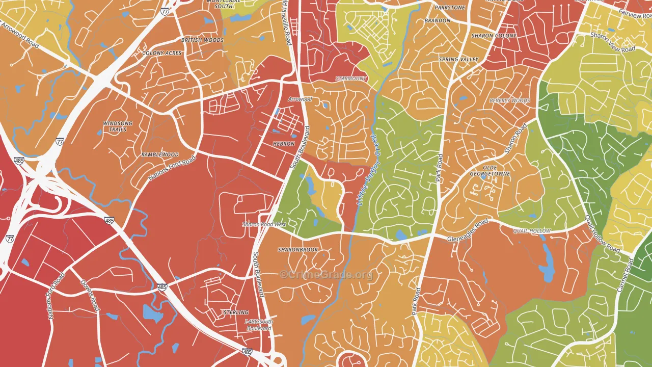Starmount Forest-Charlotte, Charlotte, NC Map of Drug-Related Crime Rates