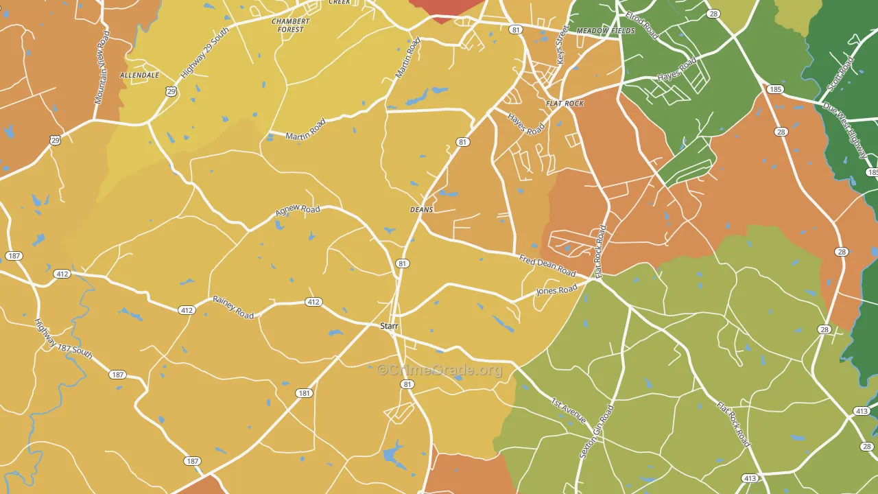 Starr, SC Map of Drug-Related Crime Rates