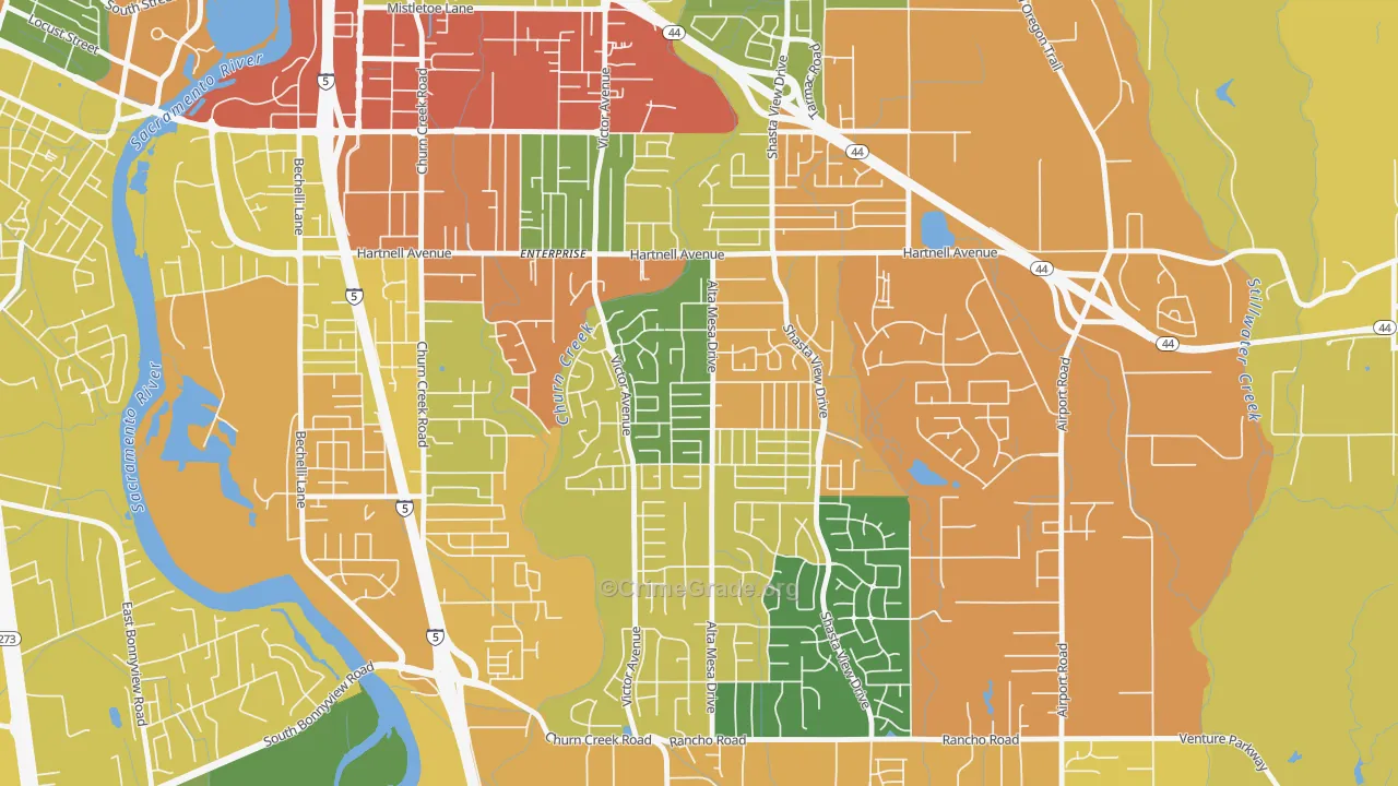 Starview, Redding, CA Map of Drug-Related Crime Rates