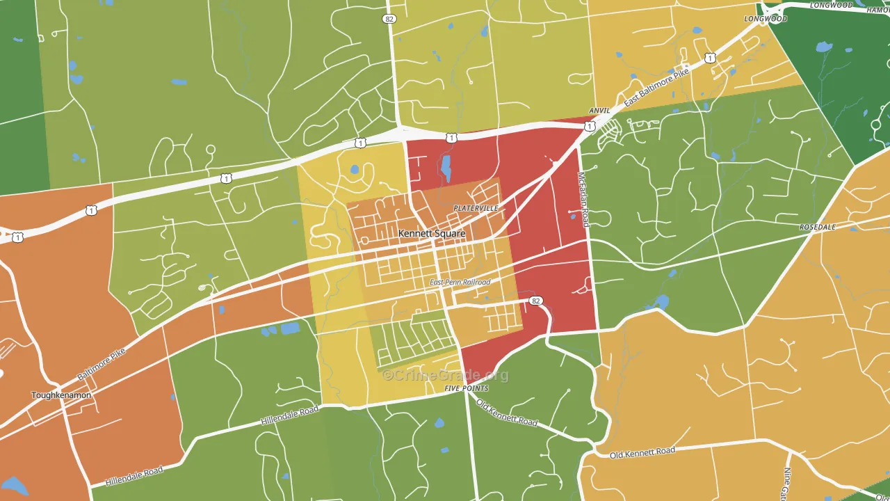 State and Cypress, Kennett Square, PA Map of Drug-Related Crime Rates