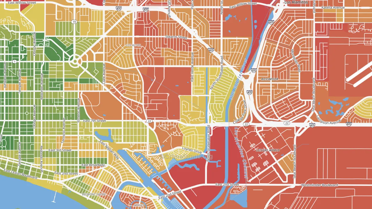 State College Area, Long Beach, CA Map of Drug-Related Crime Rates