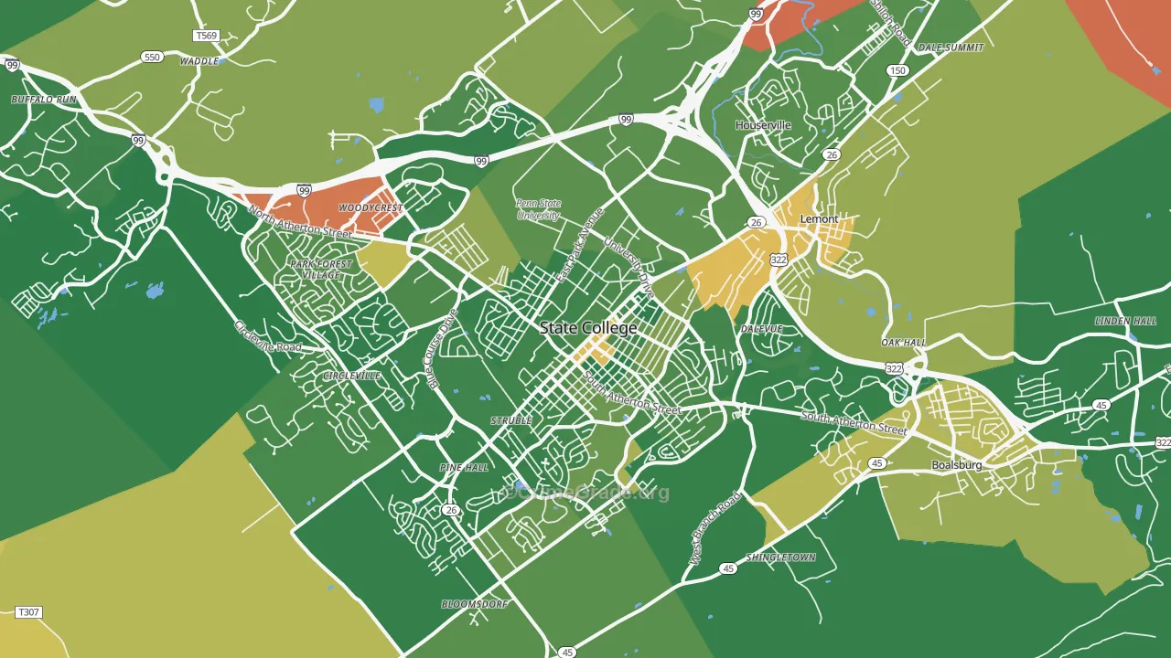 State College, PA Map of Drug-Related Crime Rates