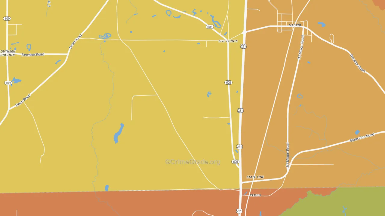 State Line, AL Map of Drug-Related Crime Rates