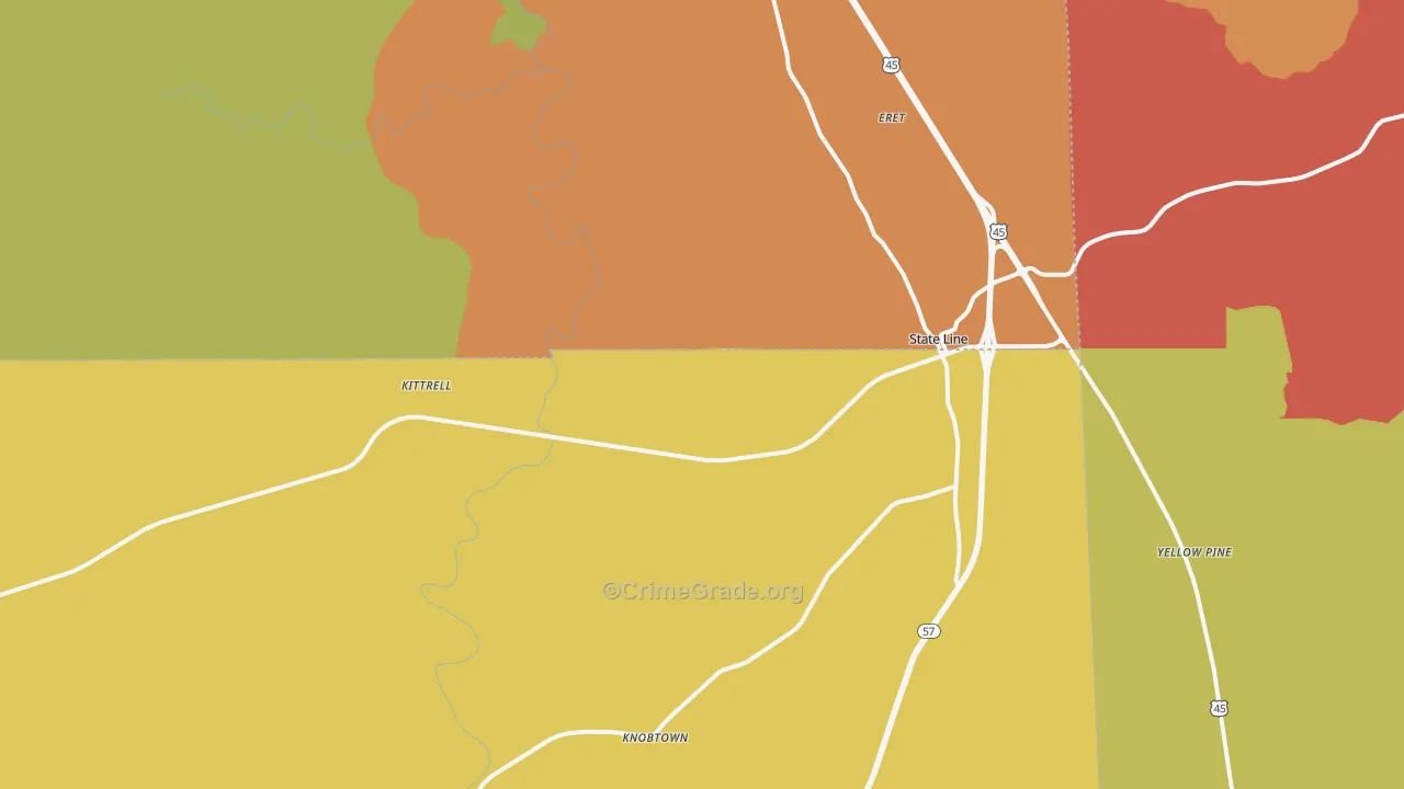 State Line, MS Map of Drug-Related Crime Rates
