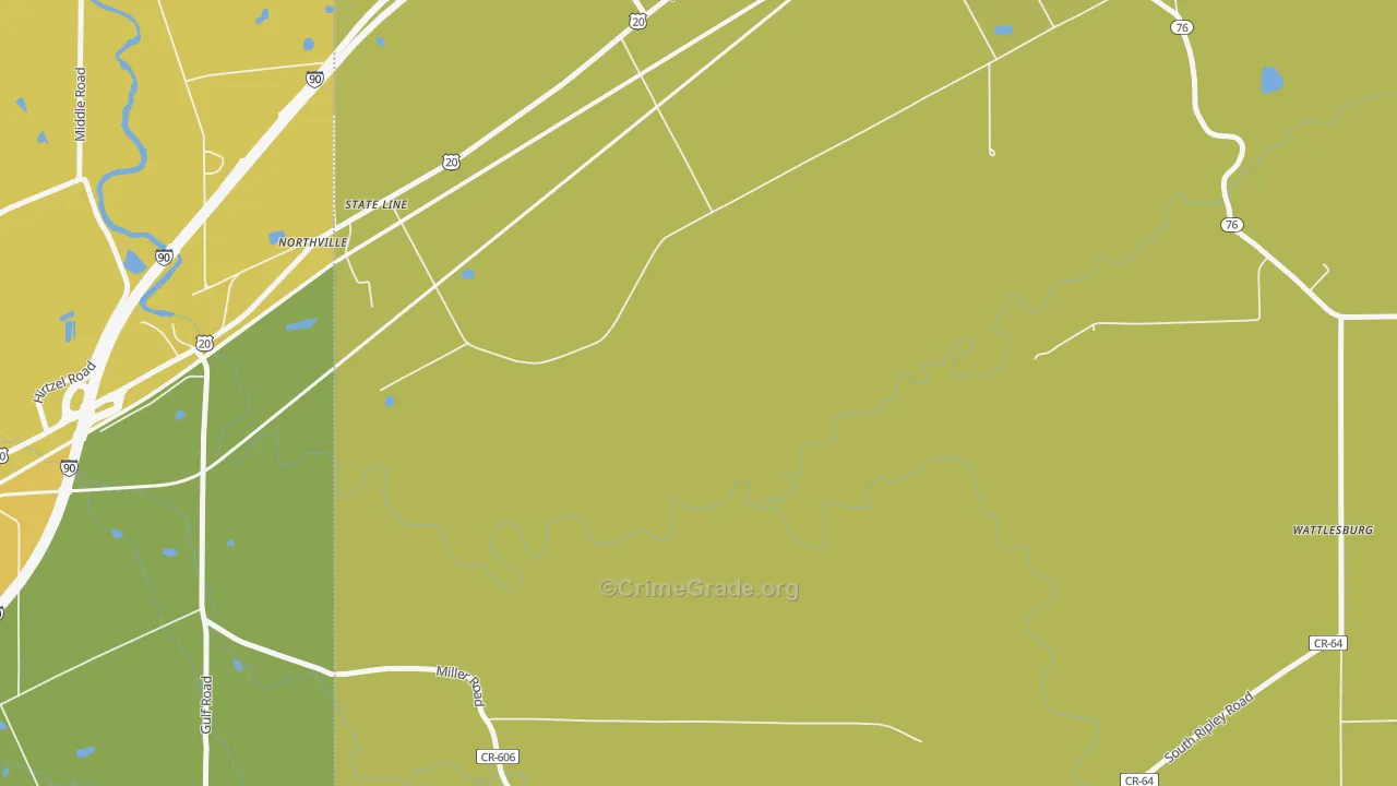 State Line, NY Map of Drug-Related Crime Rates