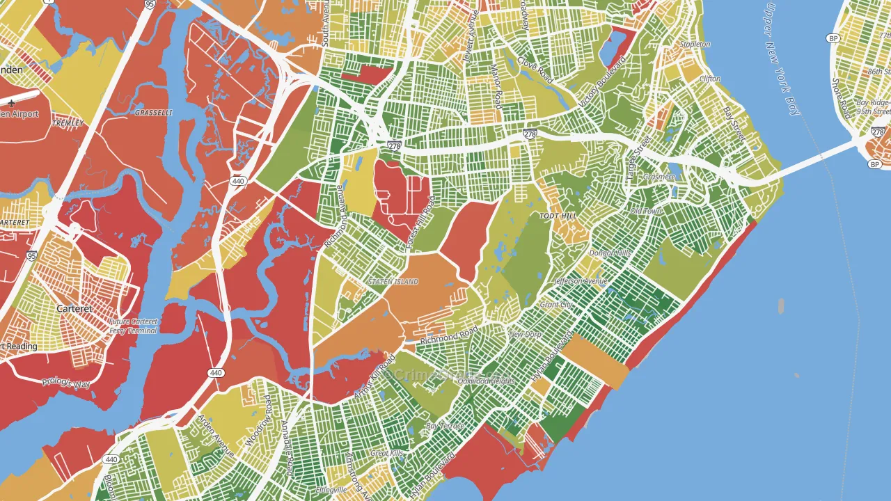 Staten Island, NY Map of Drug-Related Crime Rates