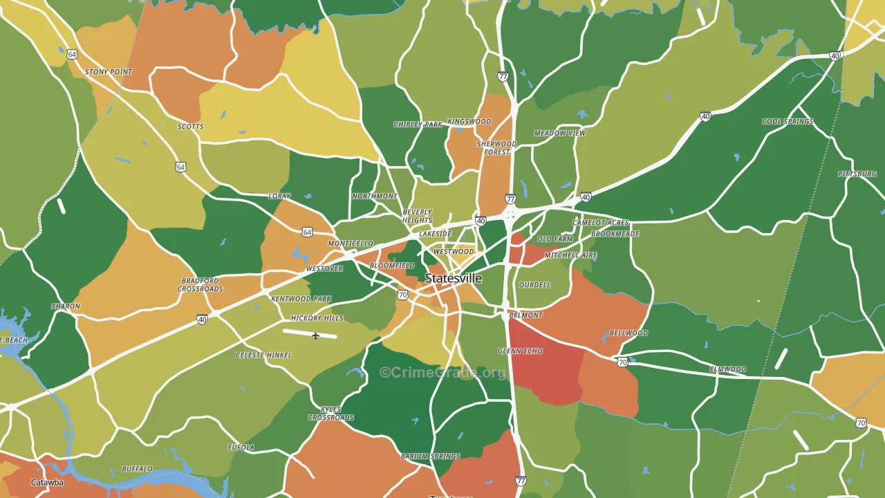 Statesville, NC Map of Drug-Related Crime Rates