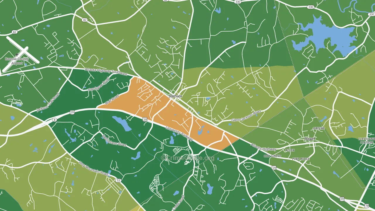 Statham, GA Map of Drug-Related Crime Rates