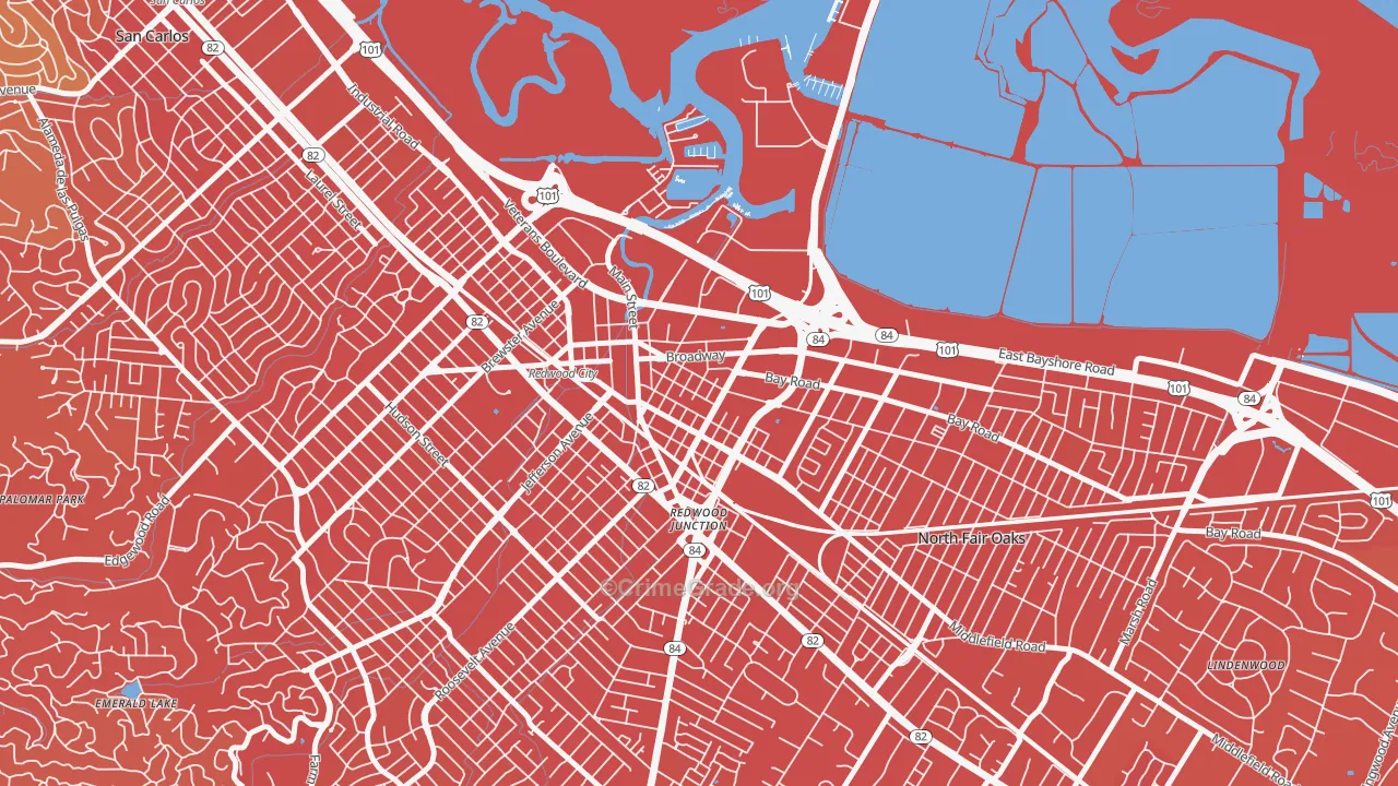 Staumbaugh Heller, Redwood City, CA Map of Drug-Related Crime Rates