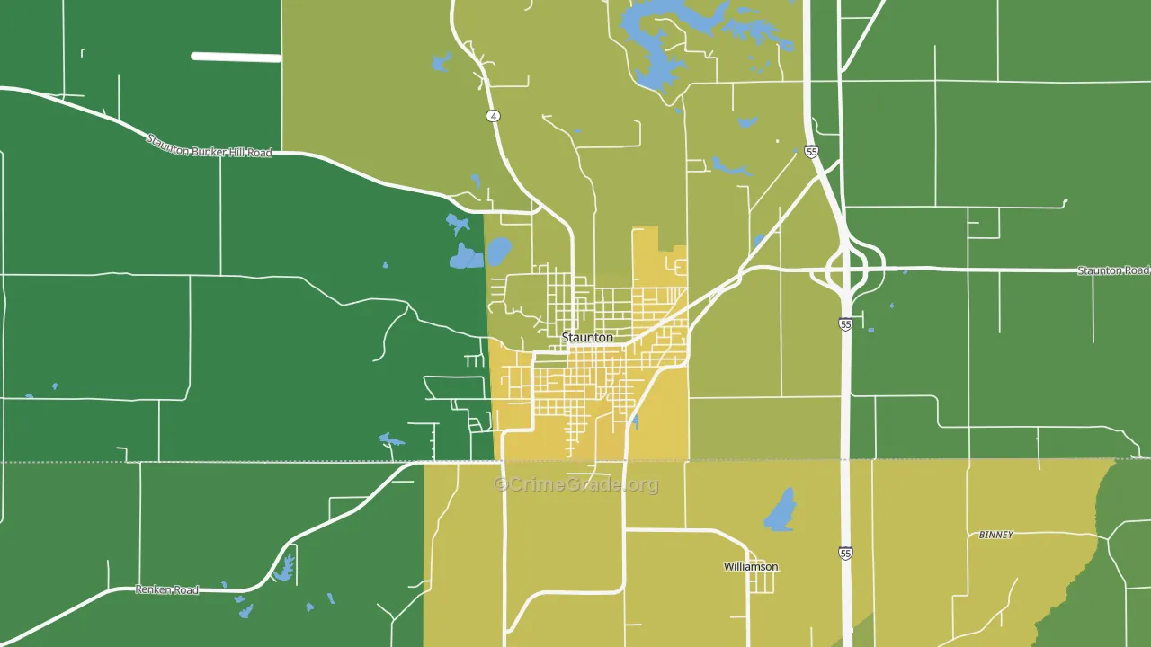 Staunton, IL Map of Drug-Related Crime Rates
