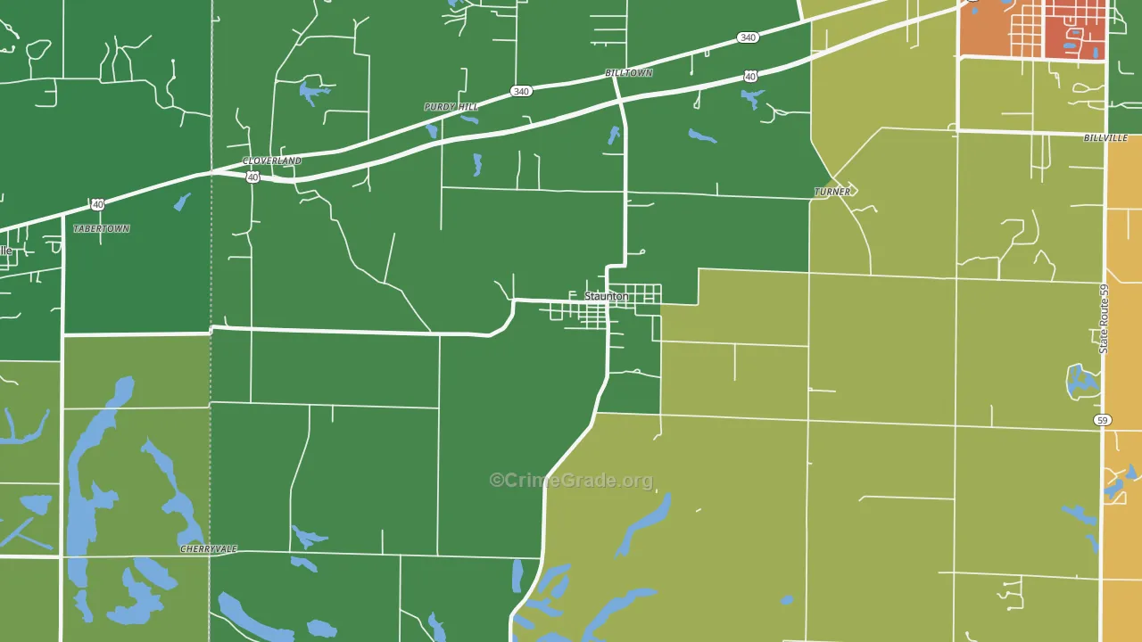 Staunton, IN Map of Drug-Related Crime Rates