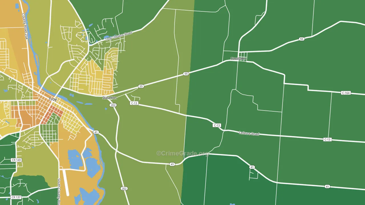 Staunton, OH Map of Drug-Related Crime Rates