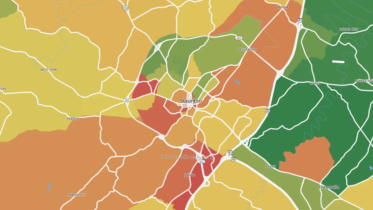 Staunton, VA Map of Drug-Related Crime Rates