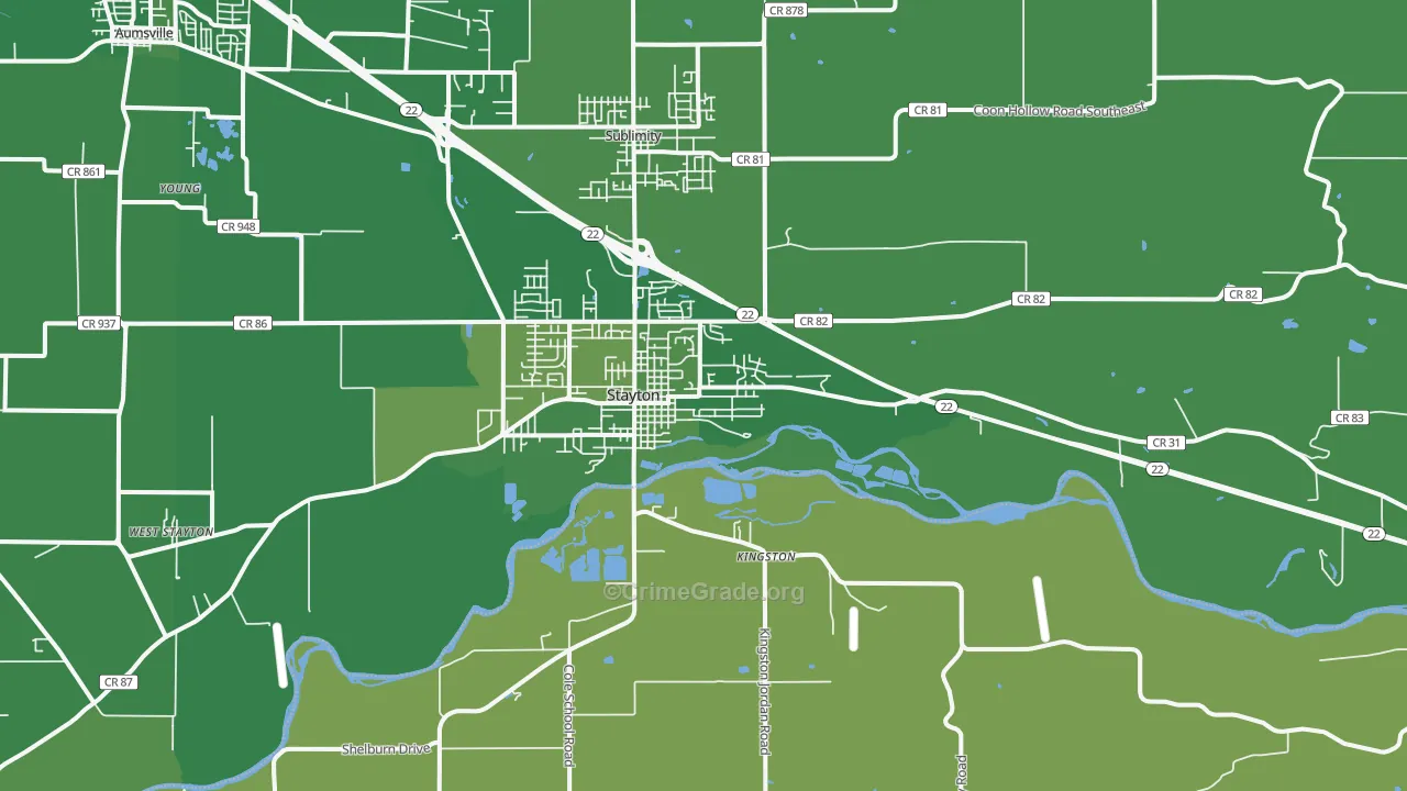 Stayton, OR Map of Drug-Related Crime Rates