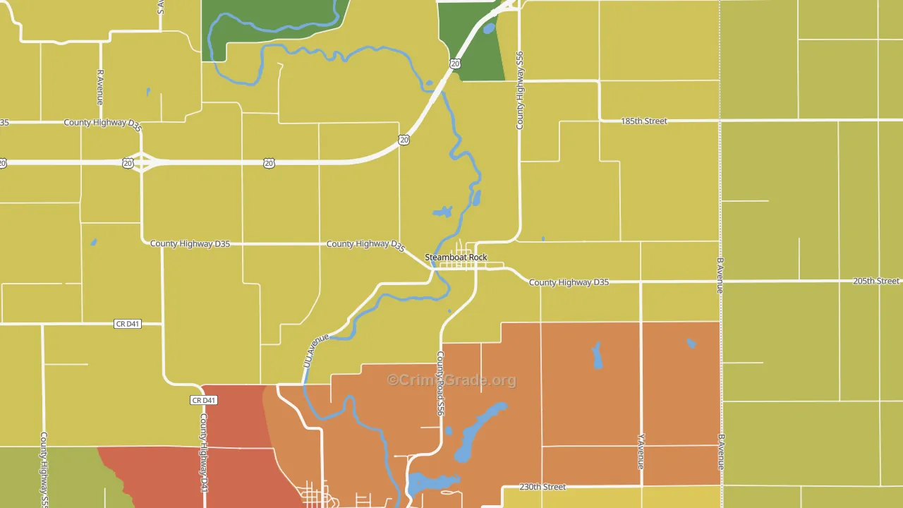 Steamboat Rock, IA Map of Drug-Related Crime Rates